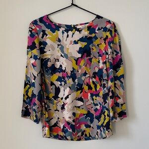 Boden Colorful Abstract Floral Blouse US 8